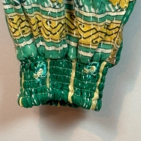 Kantha Bae Joplin Jogger Pants Green Embroidered One of a Kind Boho Free Size - Picture 2 of 7
